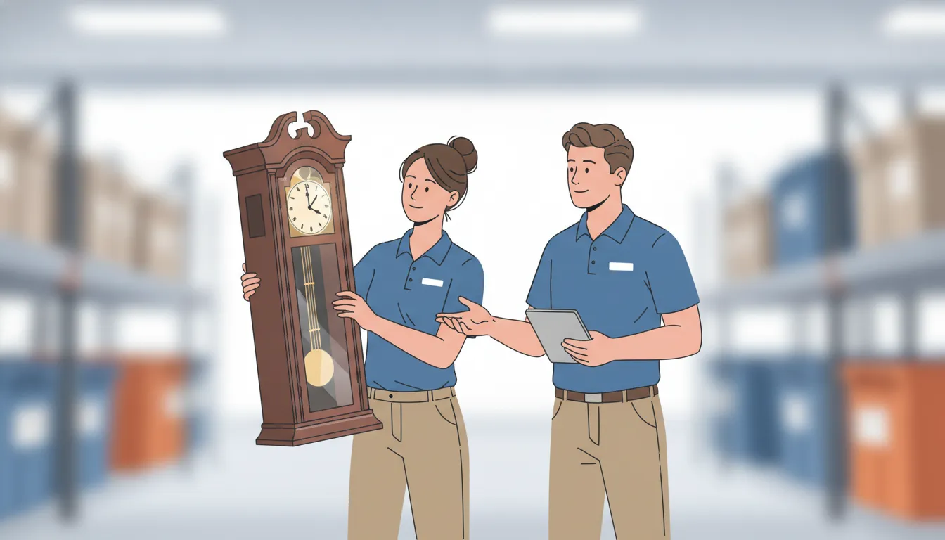 Contents restoration professionals coordinating warehouse production