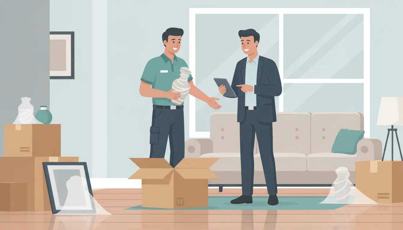Contents restoration professionals coordinating a pack-back