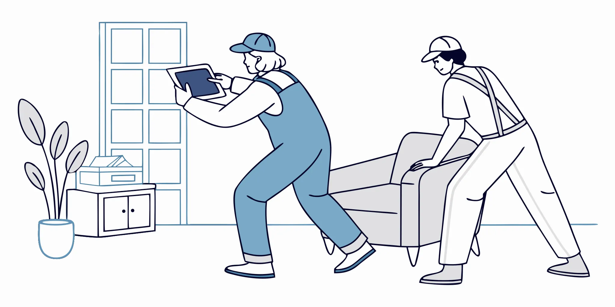 Restoration technician photographing and inventorying contents in a living room during a pack-out