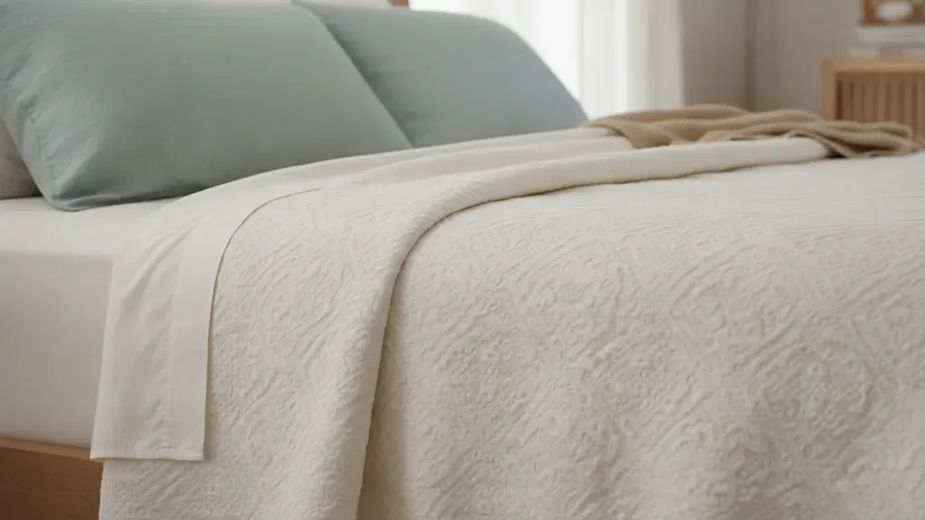 Close view of the raised cotton texture on a Margaritaville Caribbean coverlet