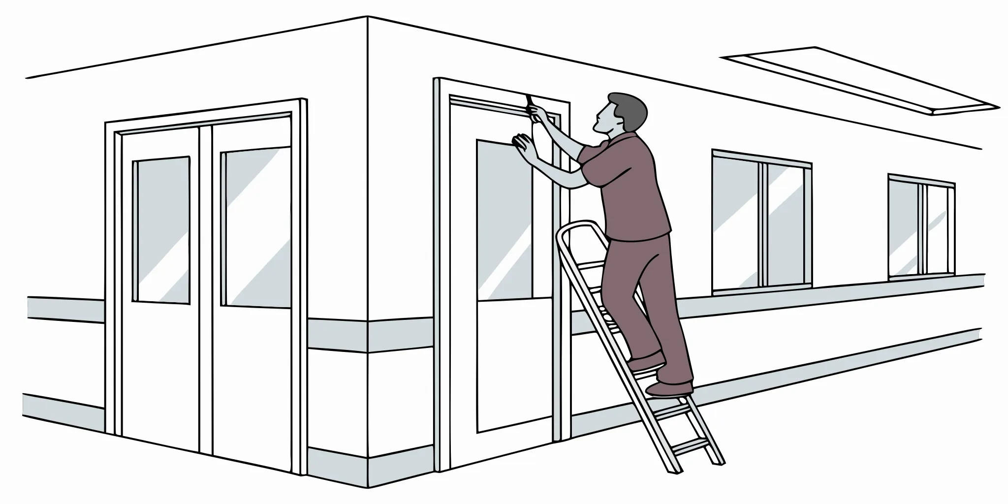 Healthcare clinic graphics installation for wayfinding and privacy window graphics