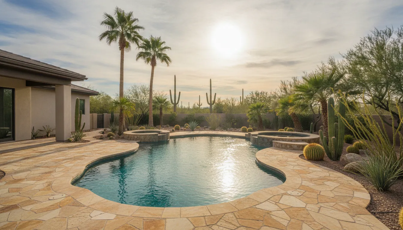 Arizona pool and desert landscaping for a financed backyard project