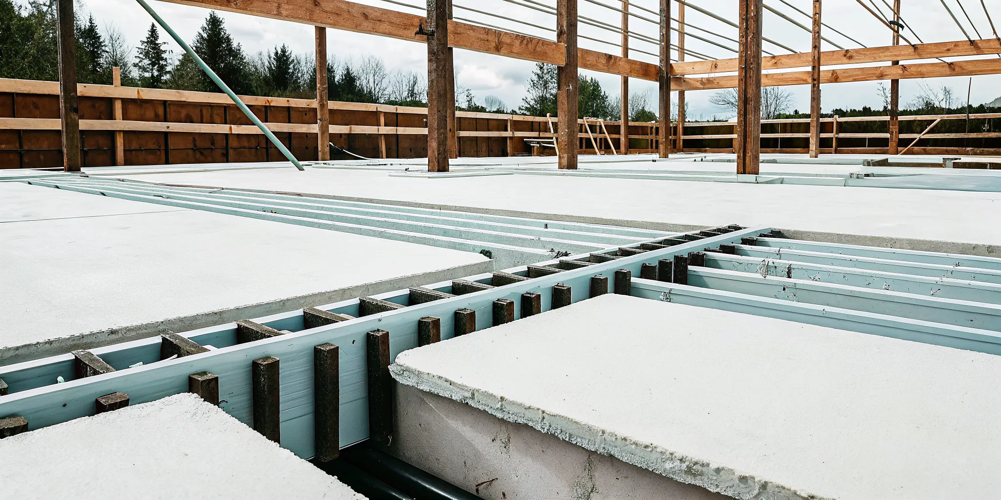 Engineered post-frame building structure and foundation detail