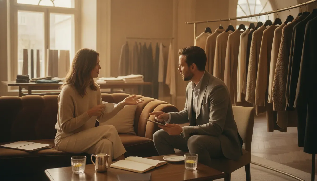 Client and stylist discussing a personalized wardrobe direction