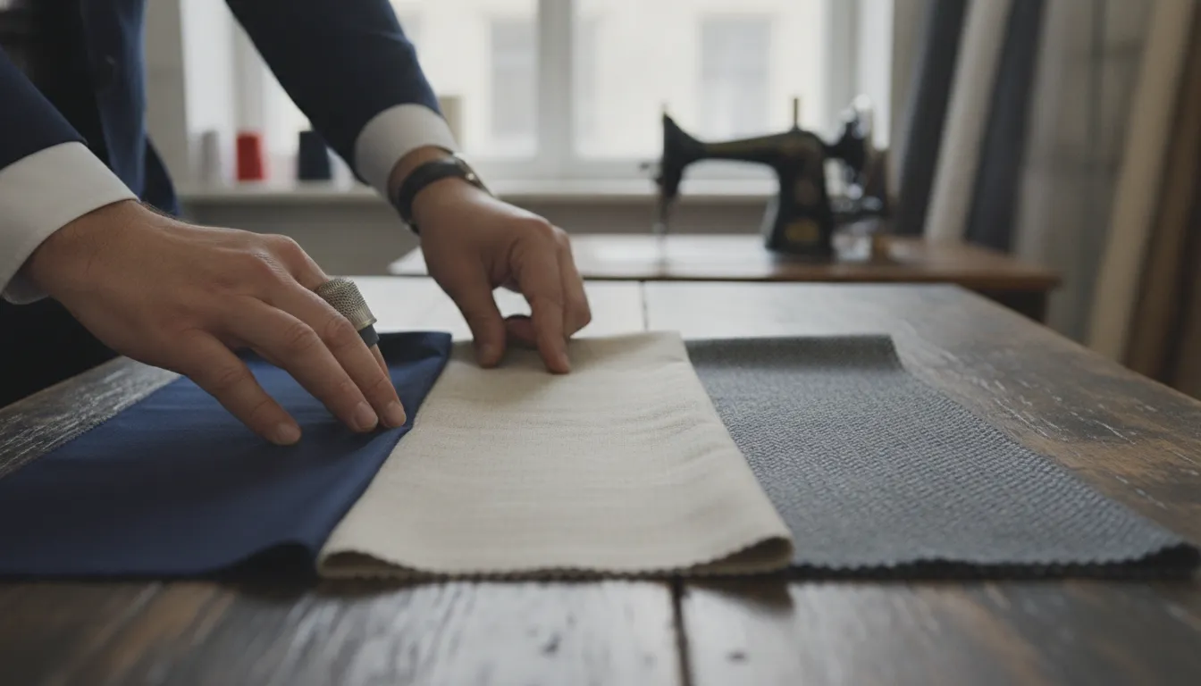 Tailored suit fabric details prepared for a personal styling consultation
