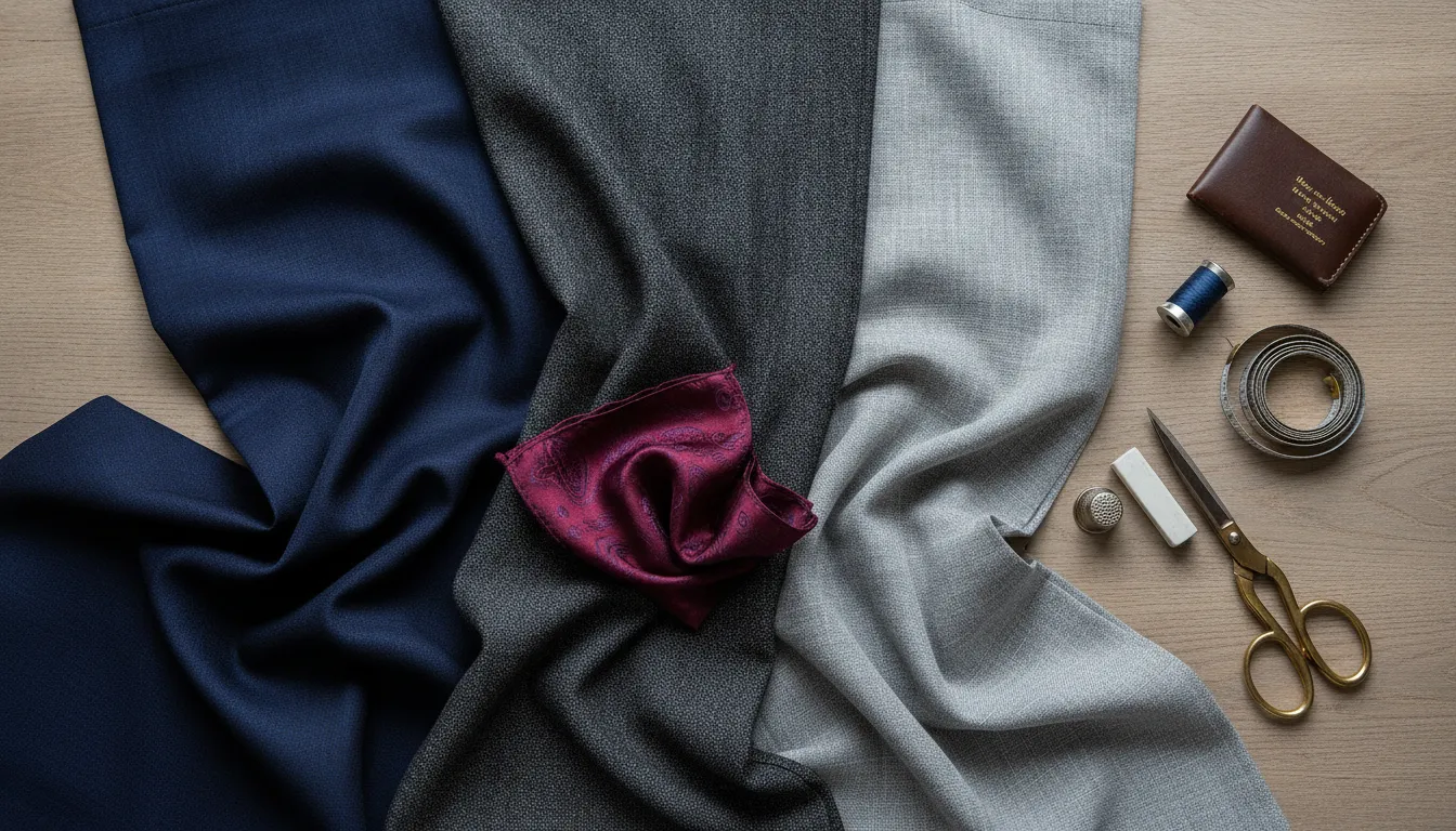 Seasonal fabrics and accessories for father of the bride suits