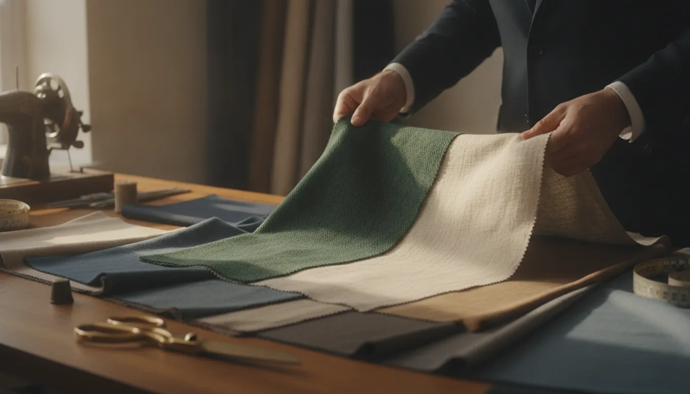 Selection of custom blazer fabrics and cloth textures