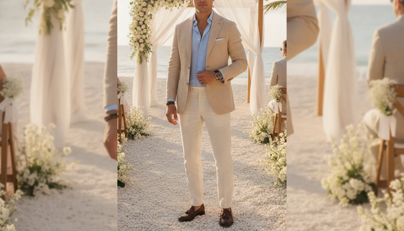 Lightweight beach wedding guest outfit
