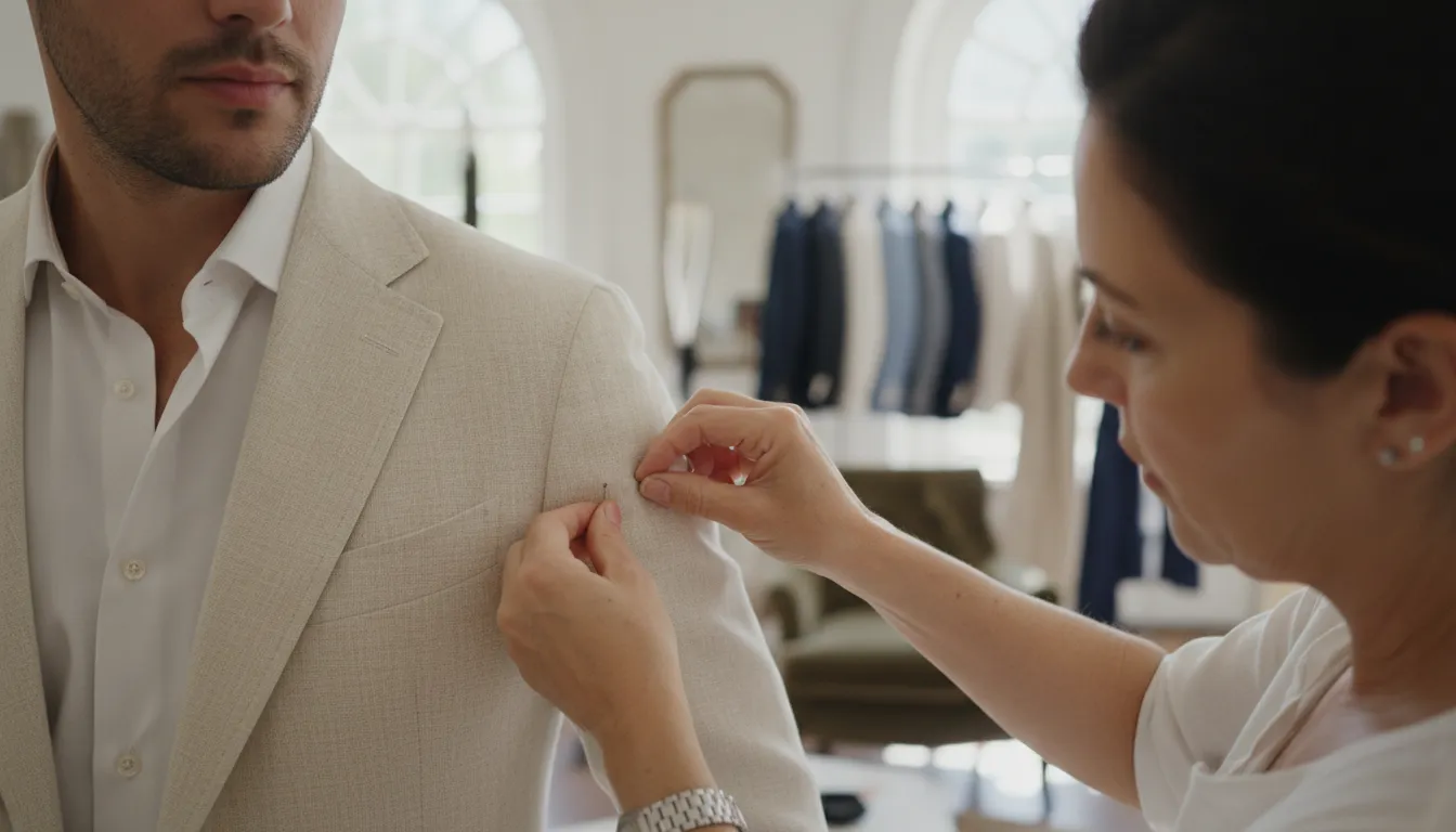 Tailored fitting for summer wedding guest attire