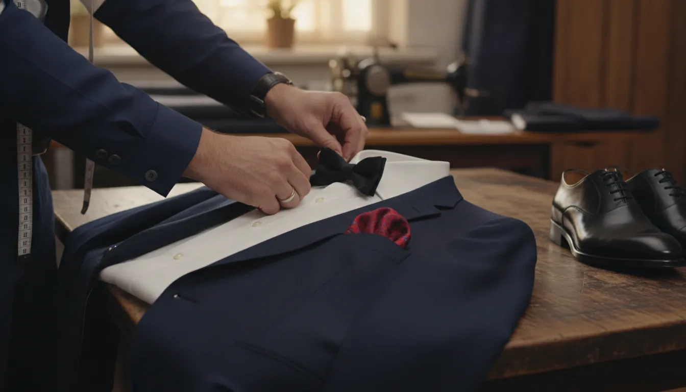Man wearing a polished formal wedding suit with coordinated shirt and tie