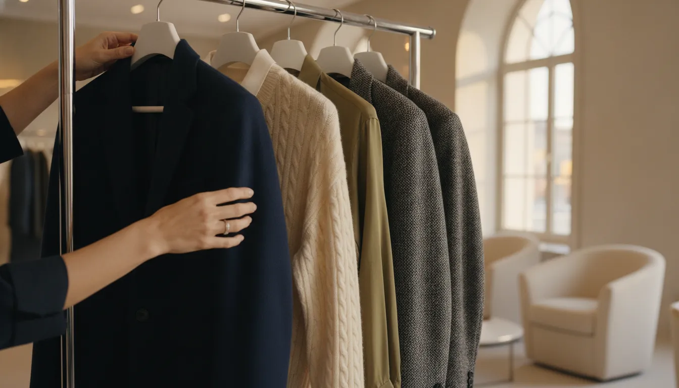 Stylist organizing curated clothing selections