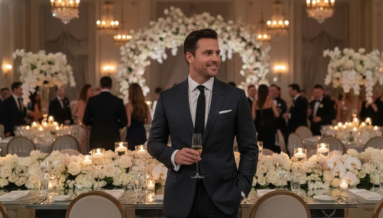 Man wearing a tailored suit at an elegant event