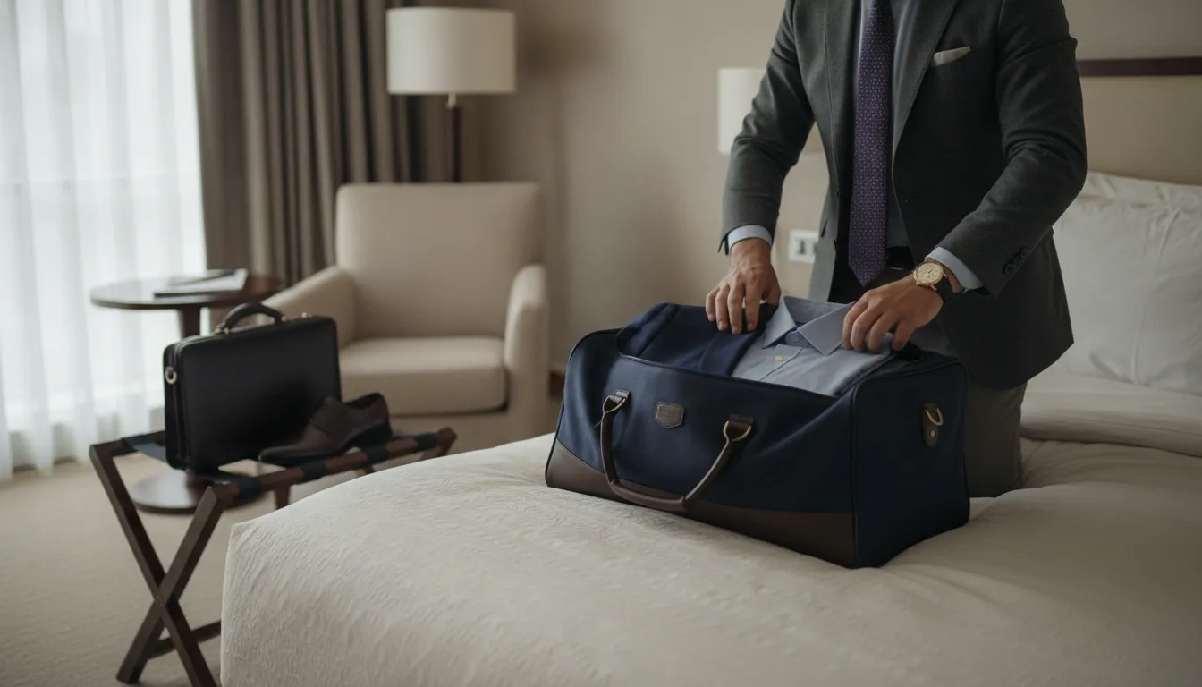Versatile suit styled for professional travel and repeat wear