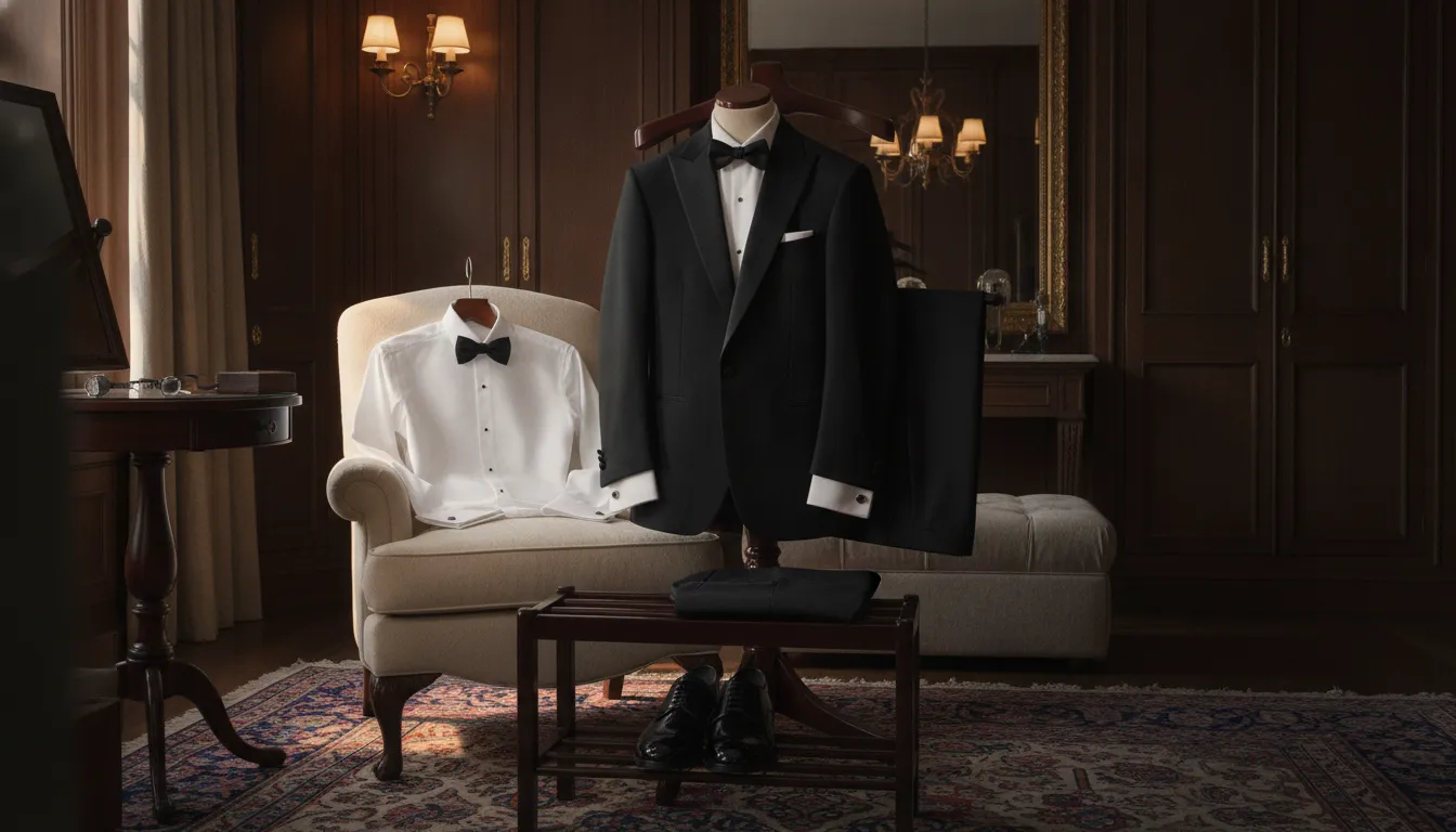 Tuxedo details reviewed during a final fitting