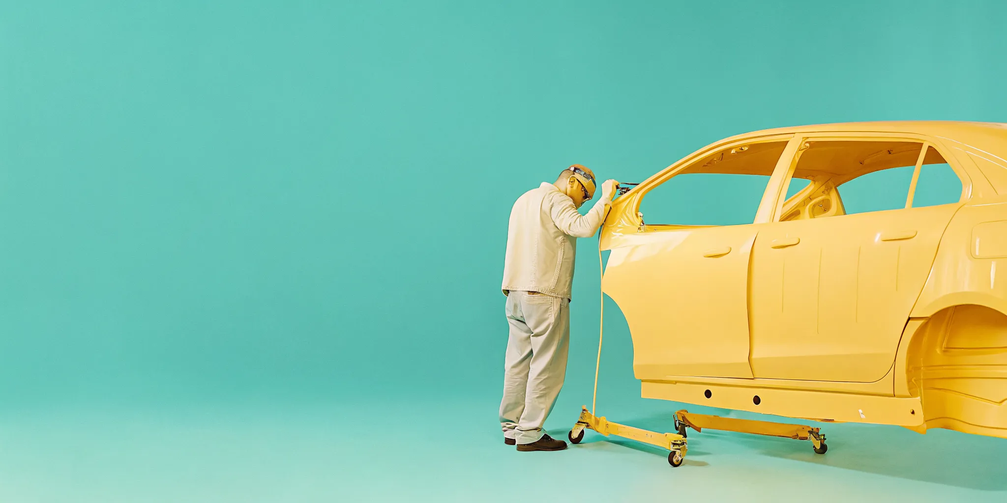 Technician examining hidden collision damage during a Florida repair estimate