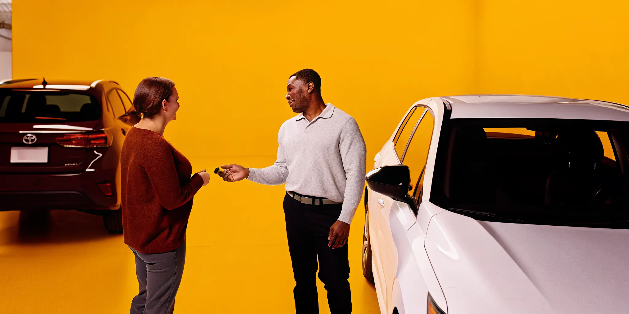 Orlando service advisor coordinating rental keys during collision repair
