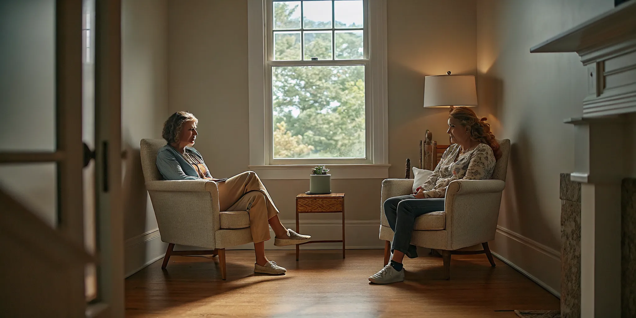 Therapist guiding a client through a calm EMDR session