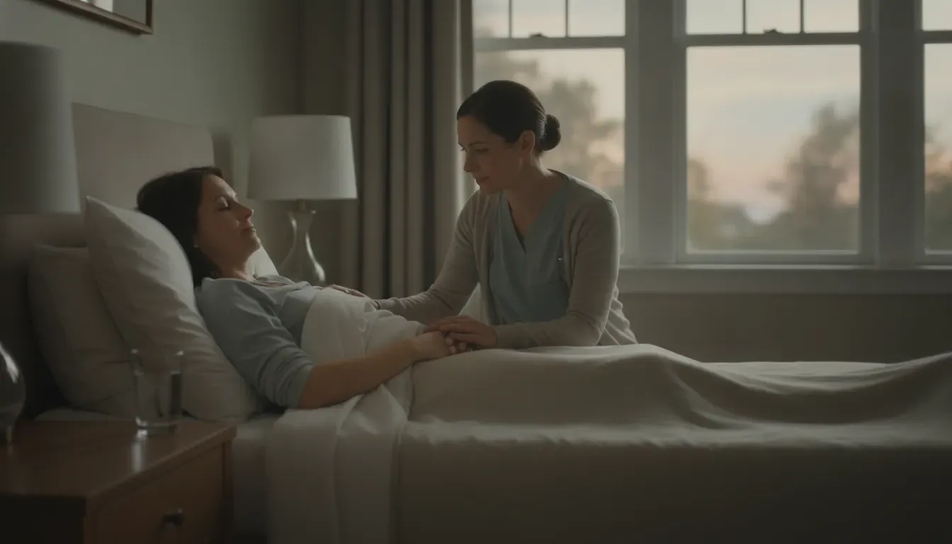 Nurse supporting an adult patient resting during medically supported opioid withdrawal care