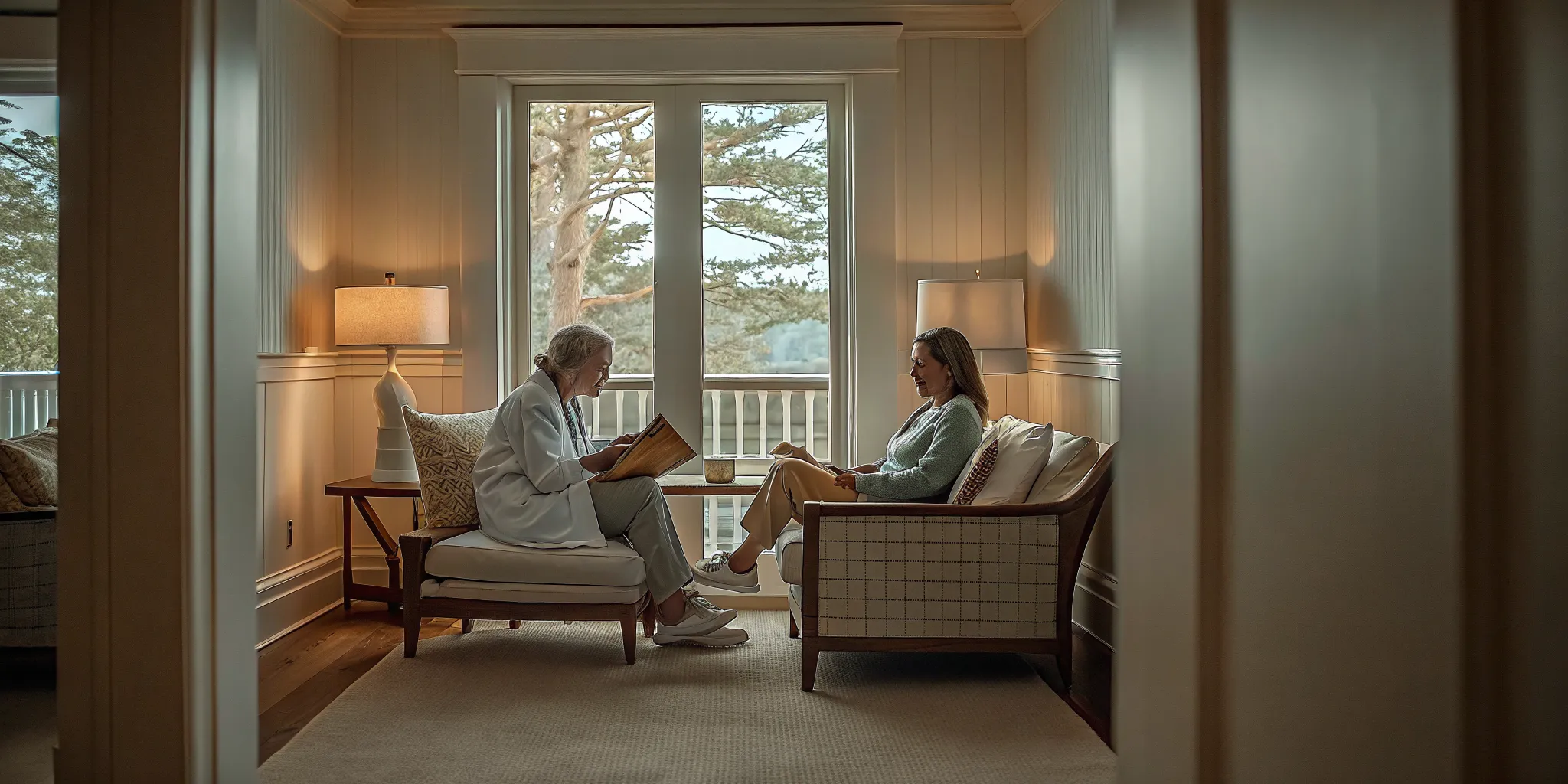 Clinician discussing residential addiction treatment length in Massachusetts