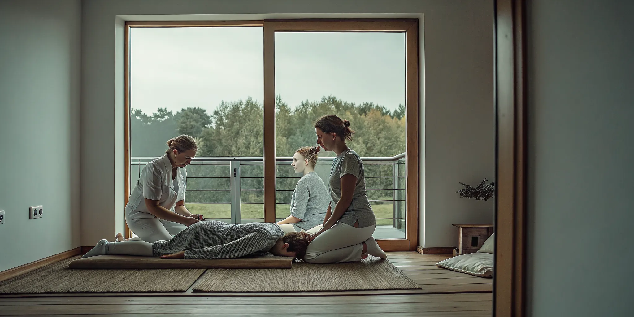Medical team preparing a calm room for supervised alcohol detox