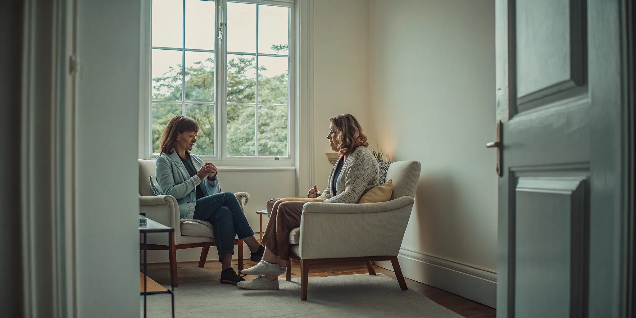 Professional discussing cocaine withdrawal support in a calm setting