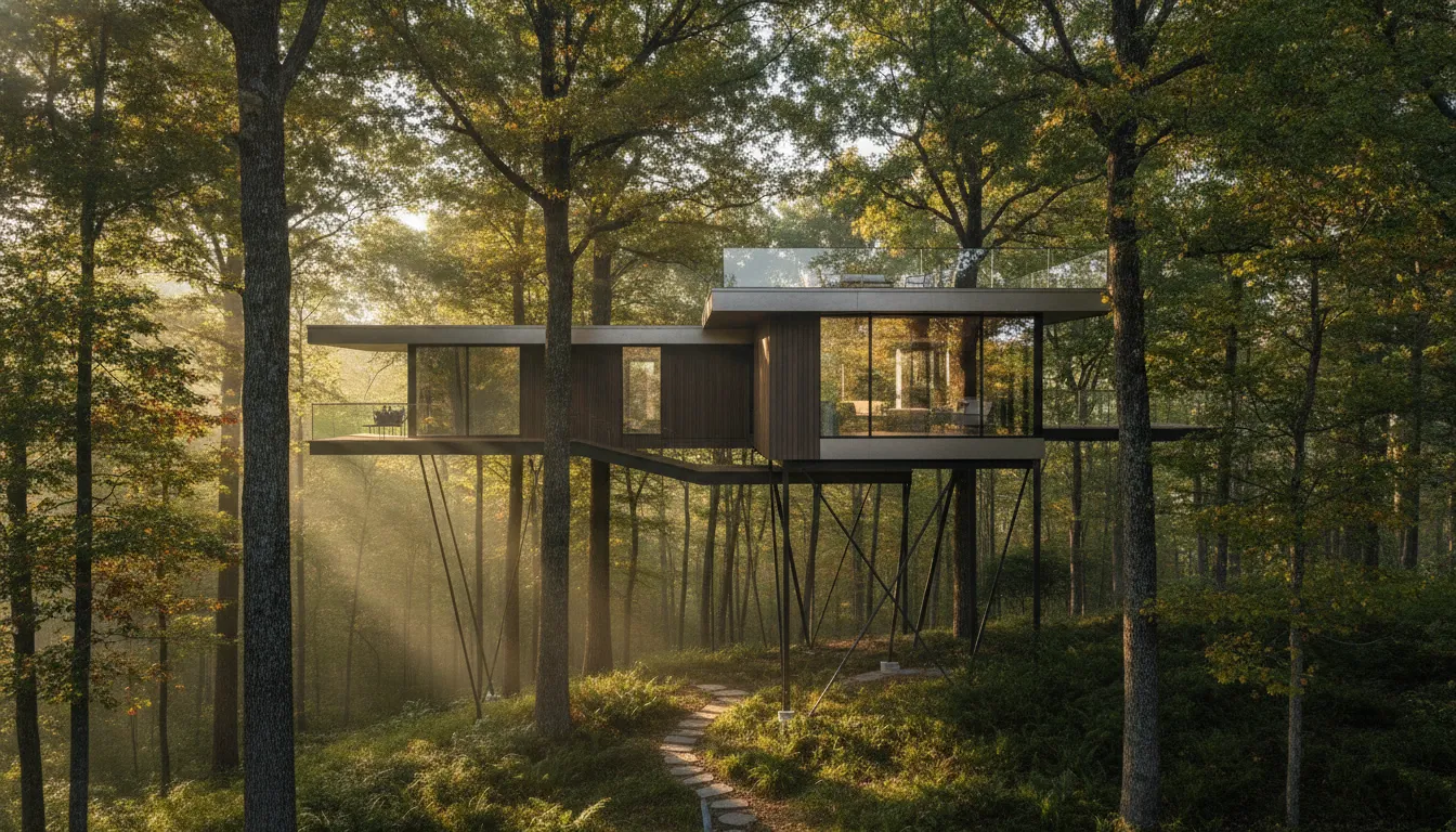 Clean and surveyed wooded building lot at The Preserve with trees preserved for natural canopy
