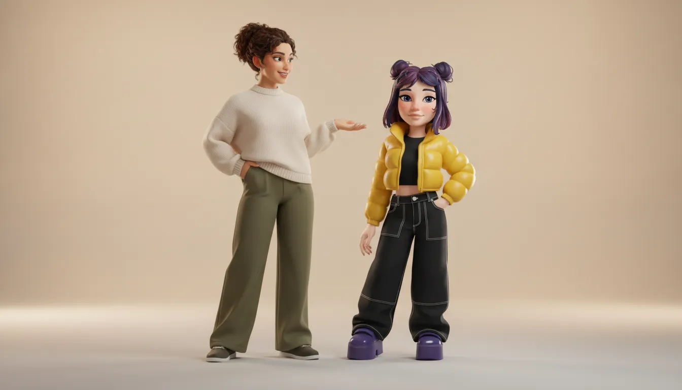 Creator presenting an expressive 3D avatar for a creative project