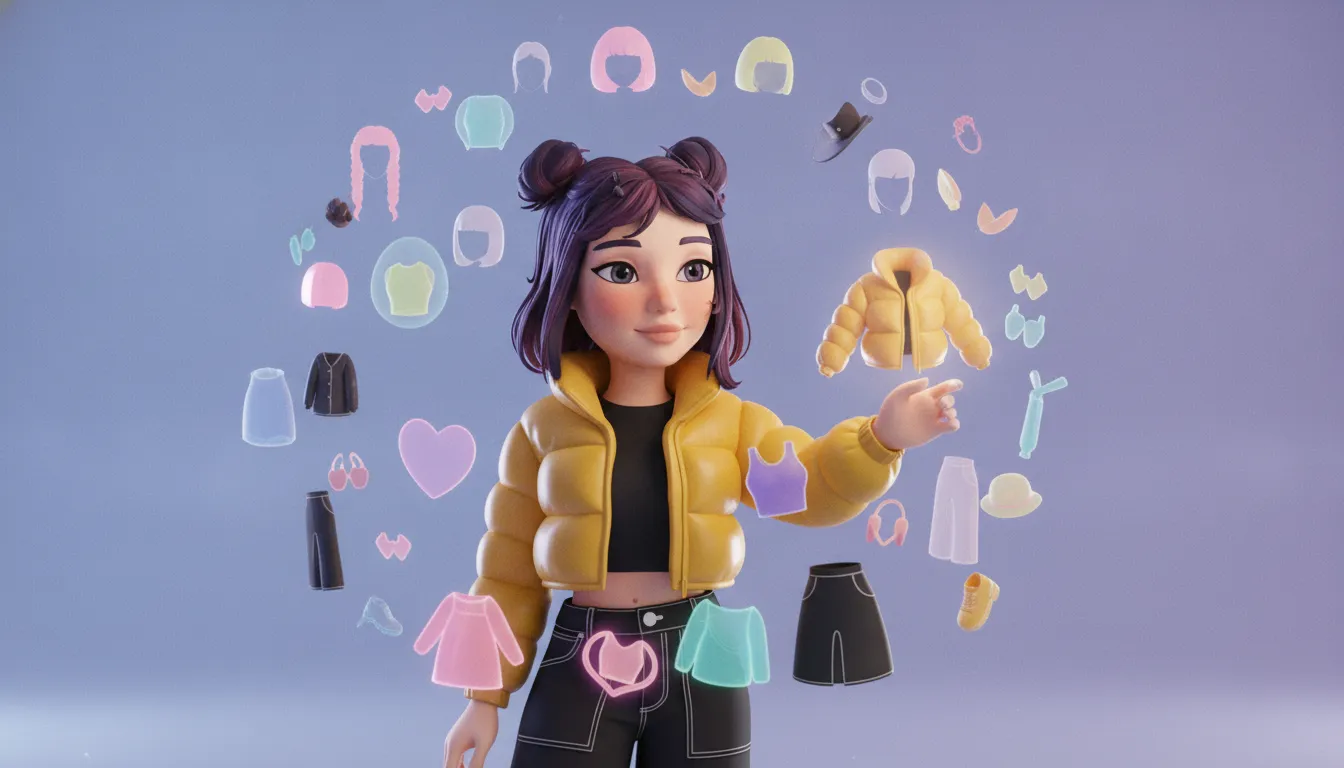 Avatar editor online customization options for hair, clothing, and accessories