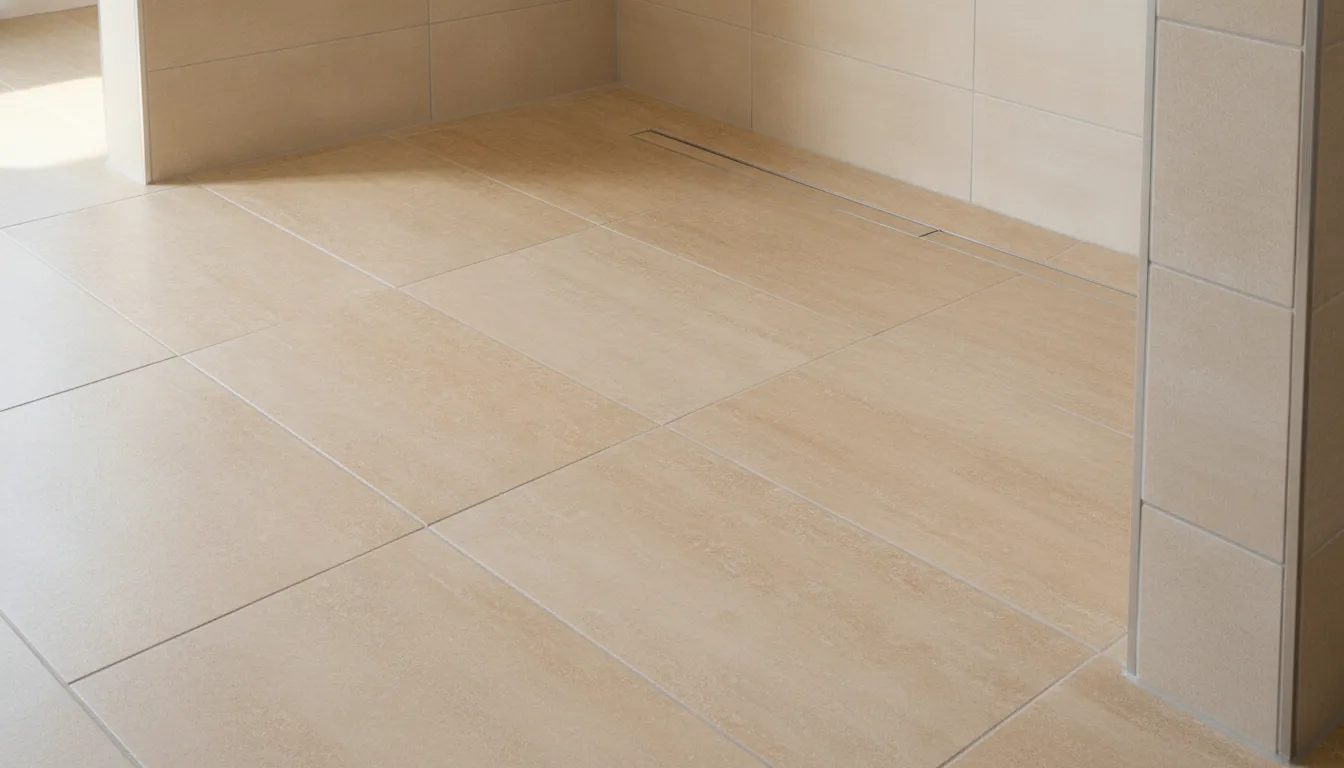 Curbless shower floor with a slim linear drain and coordinated tile