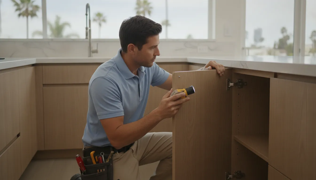 Kitchen cabinets with updated doors and finished surfaces