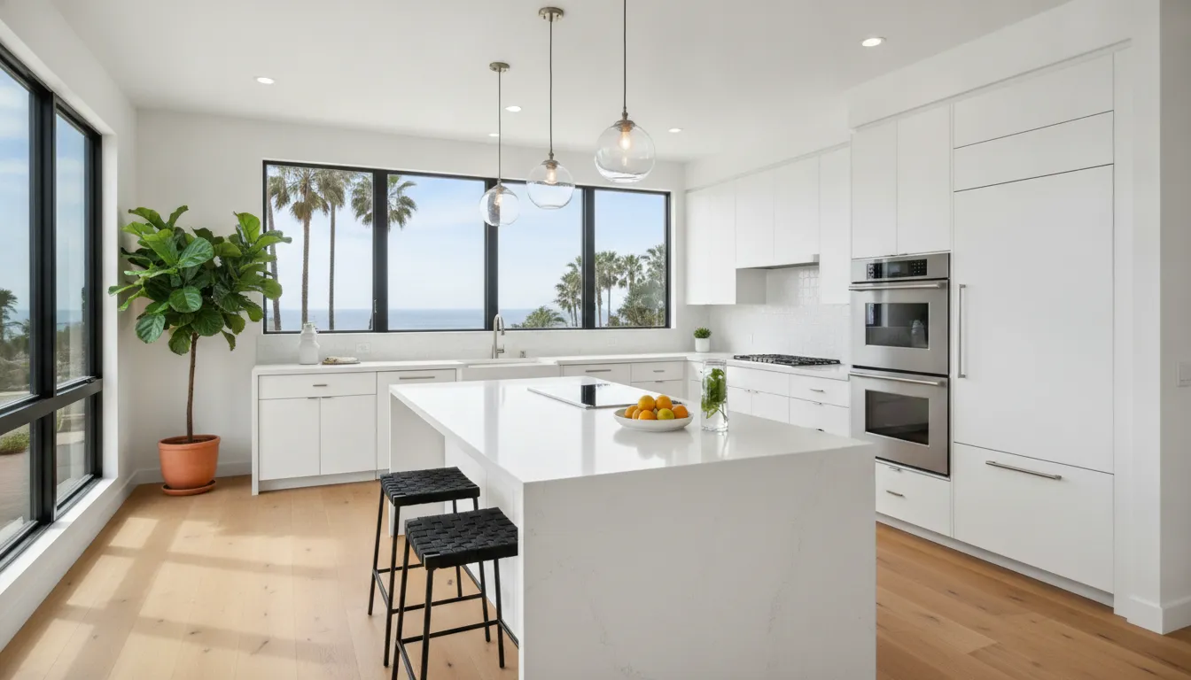 Modern remodeled open-concept kitchen in a San Diego home after a whole home remodel