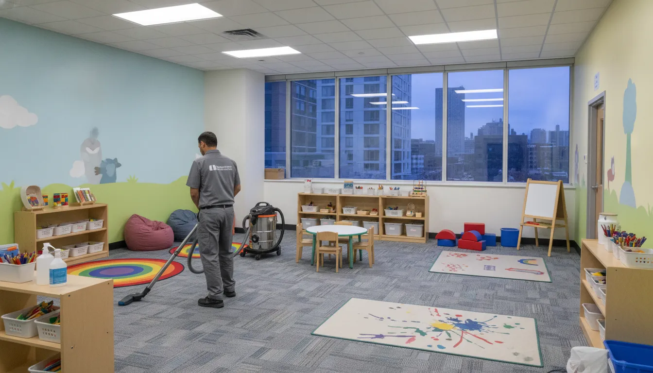 Daycare Cleaning Checklist for Facility Managers Daycare cleaning checklist for a bright classroom