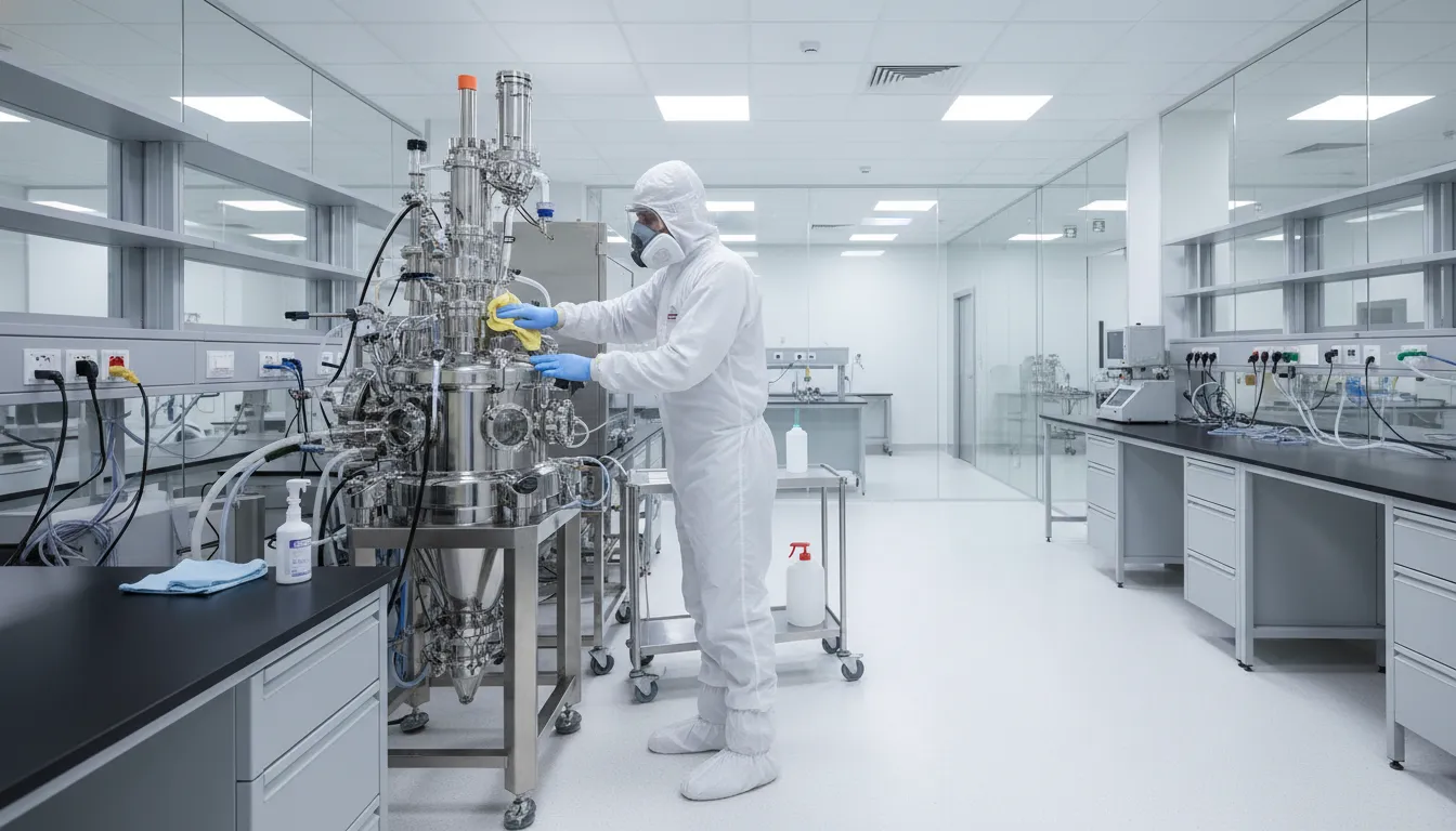 Biotech Lab Cleaning Services in the DMV Critical environment technician performing controlled biotech lab cleaning services