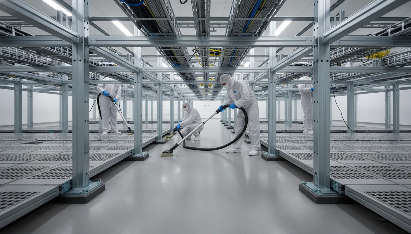 Raised Floor Cleaning Guide for Data Centers Clean data center subfloor plenum after raised floor cleaning