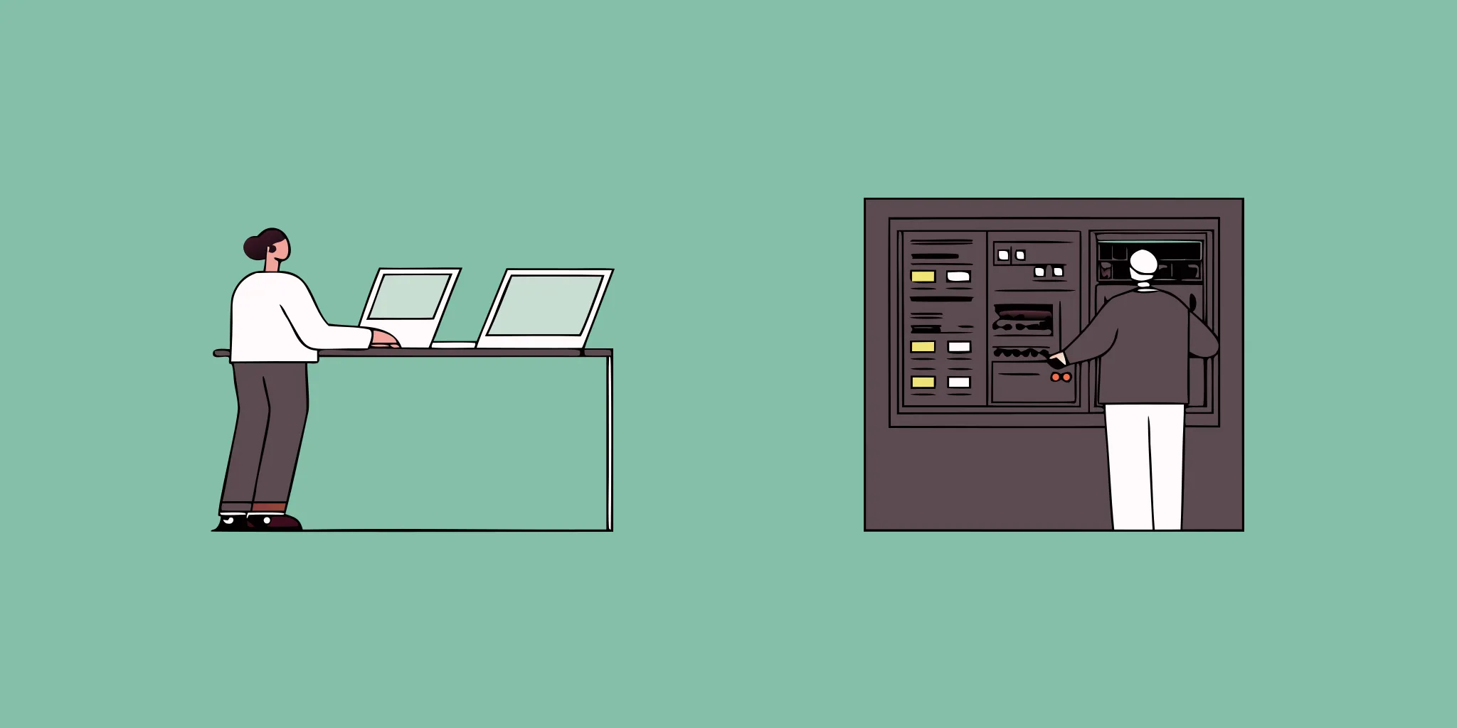 Split-screen comparison showing automated vulnerability scanning on the left and manual penetration testing on the right