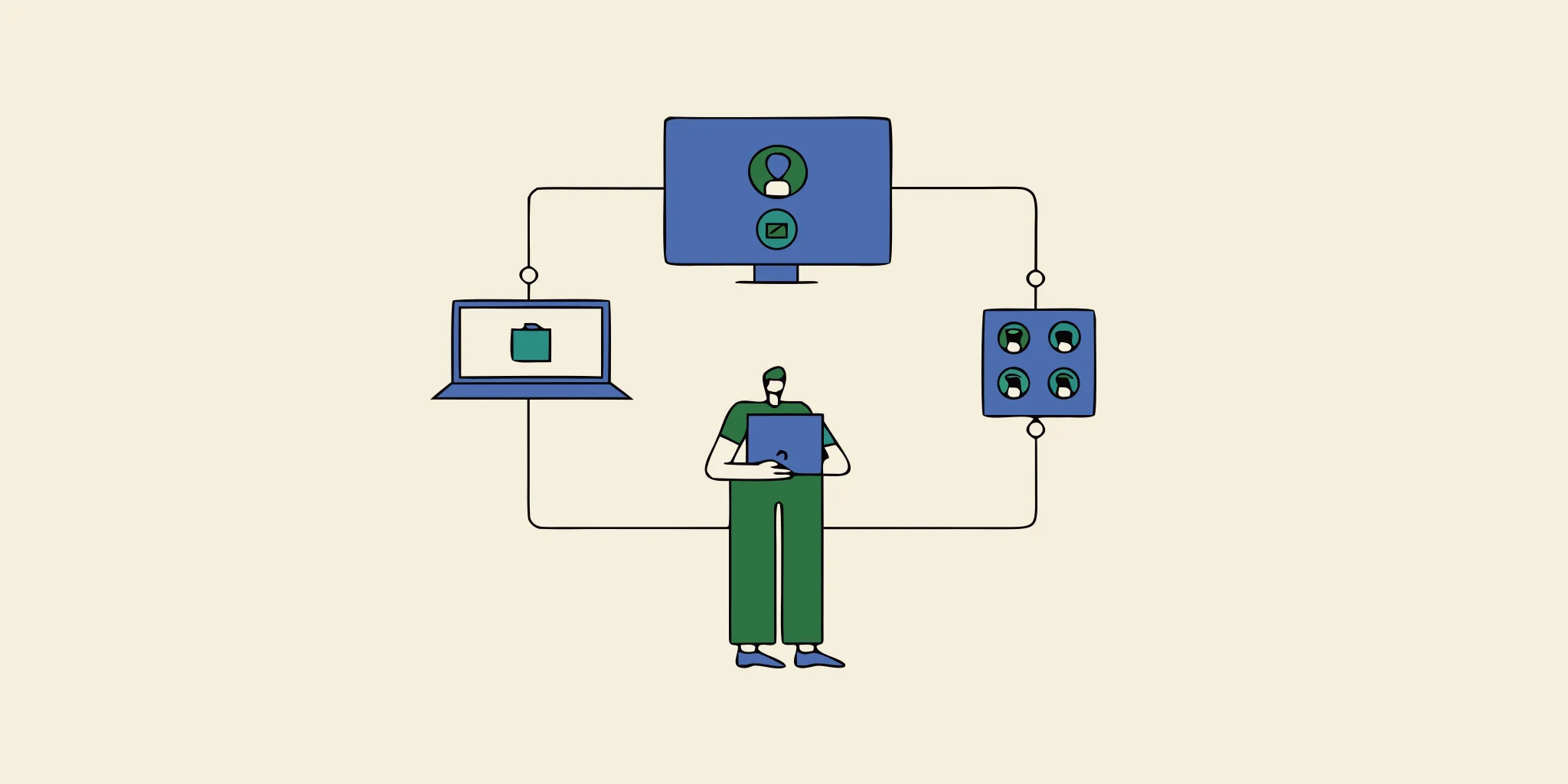 Digital compliance dashboard illustration showing HIPAA security scanning operations with network monitoring and regulatory framework icons