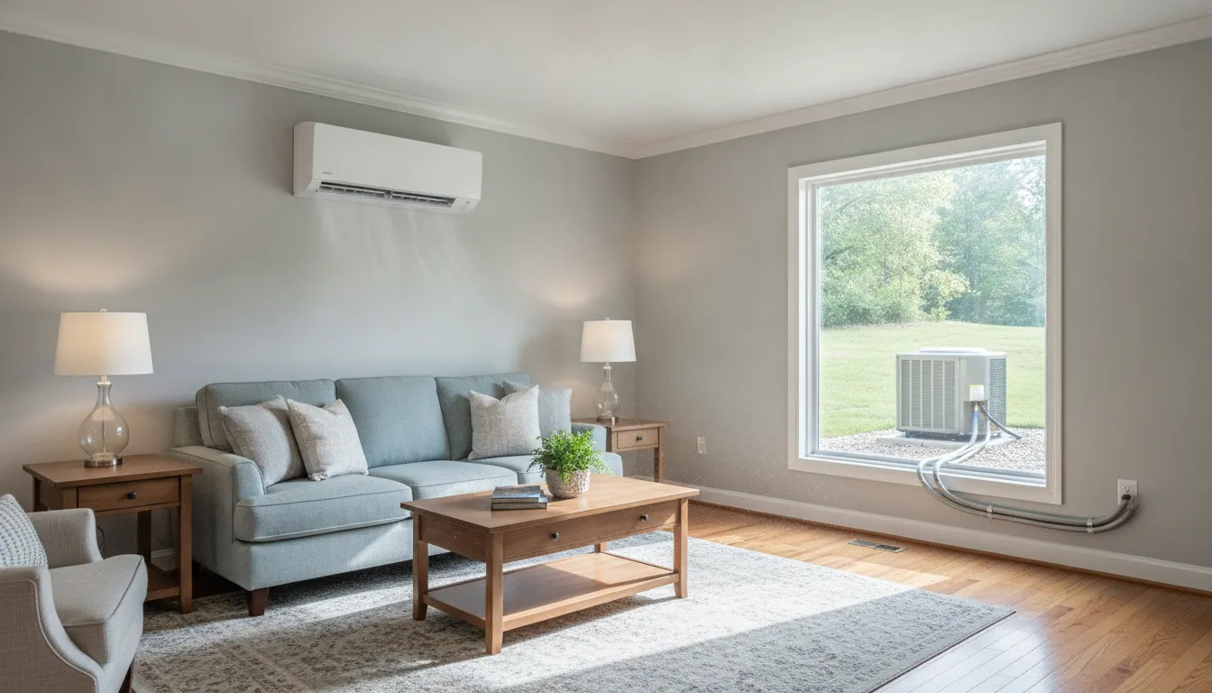 Indoor head and outdoor condenser working together in a residential mini-split system