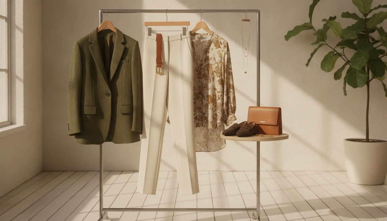 Veston structuré, pantalon droit et accessoires pour composer une silhouette équilibrée