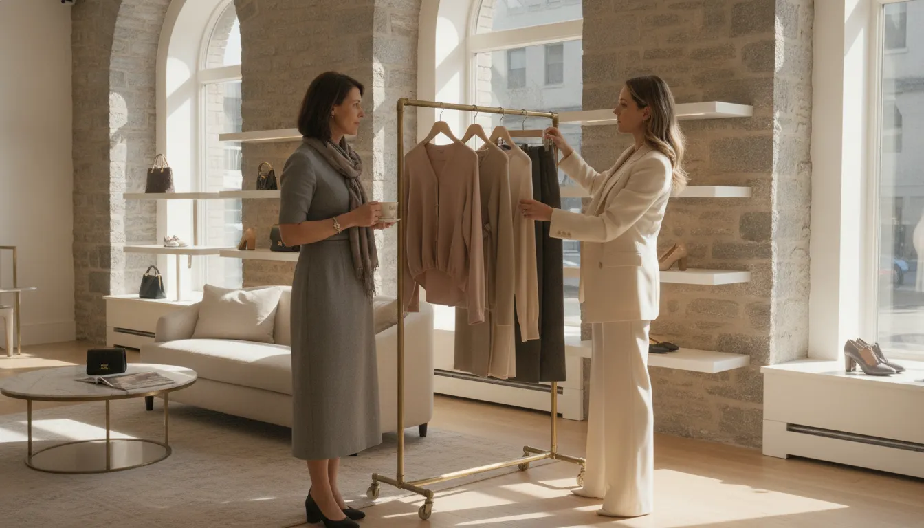 Styliste personnelle préparant des tenues avec une cliente