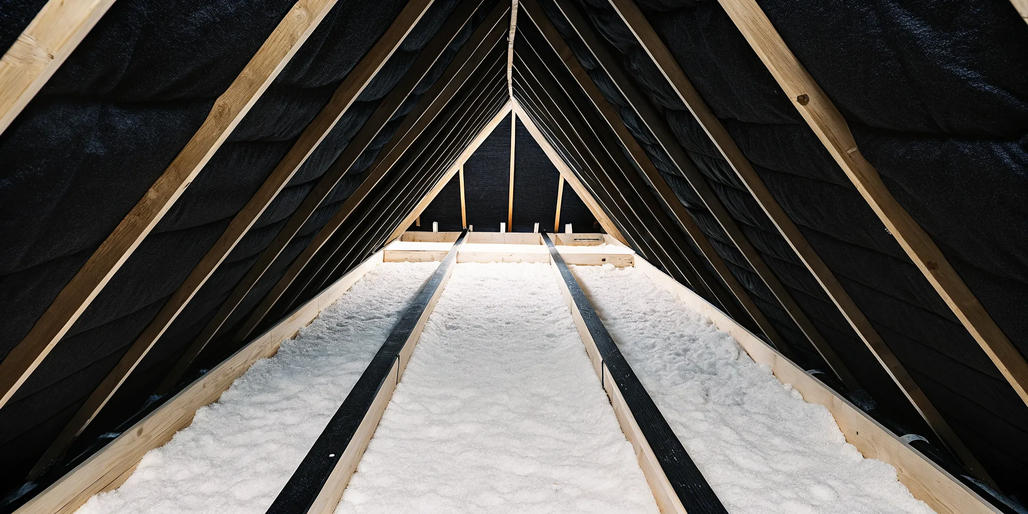 Insulation baffles installed in an attic to allow airflow and protect loose-fill insulation.