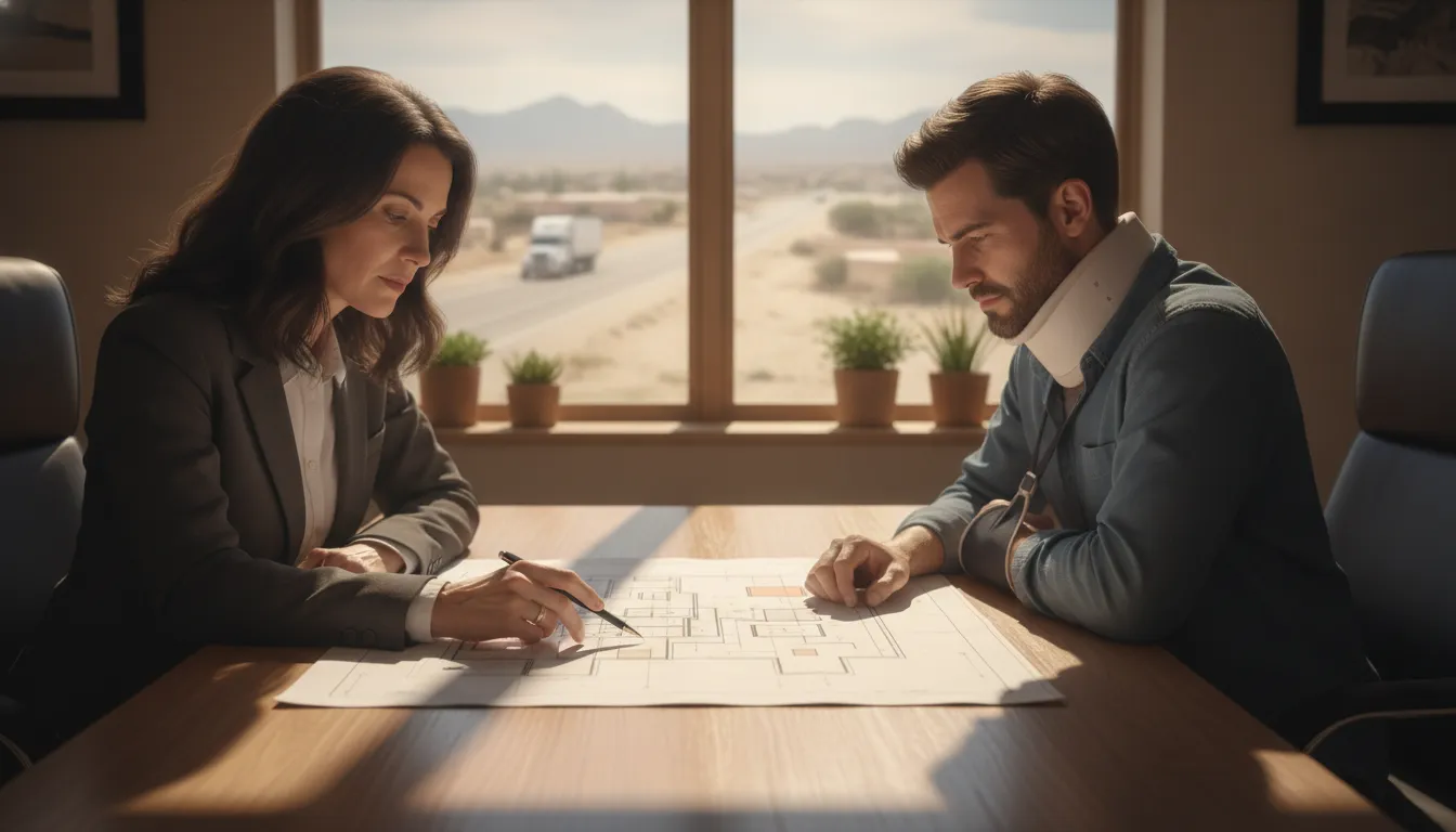 New Mexico truck accident lawyer reviewing an investigation plan with an injured client