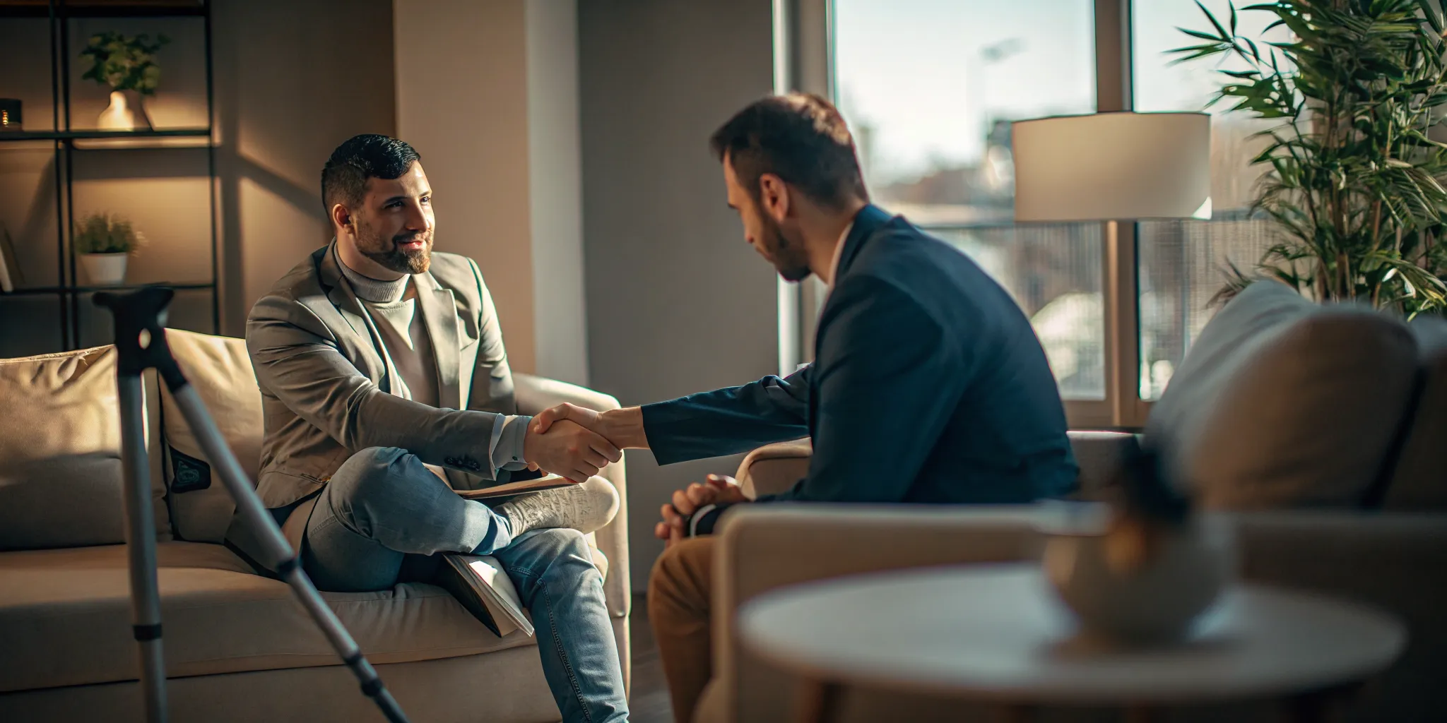 Attorney explaining a free case evaluation to an injured New Mexico client