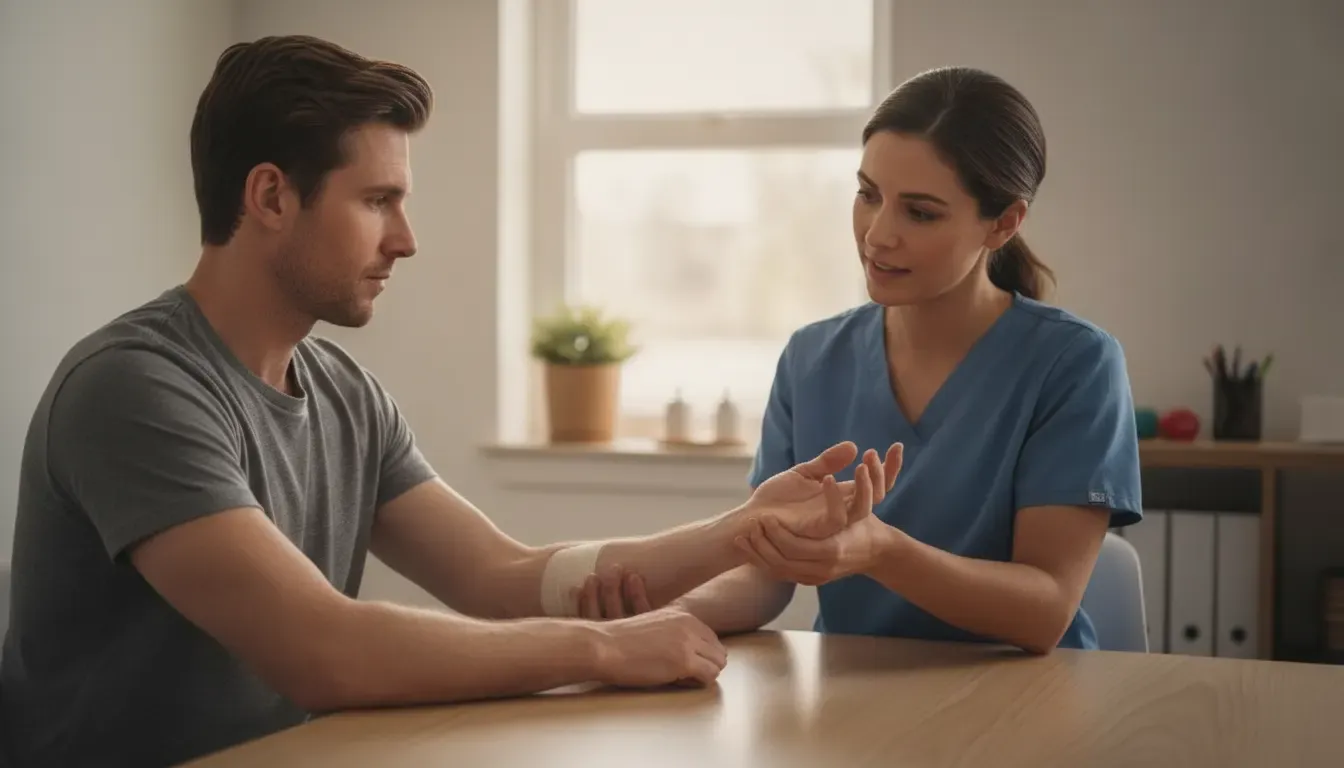 Burn injury claim in New Mexico recovery session for hand mobility and rehabilitation