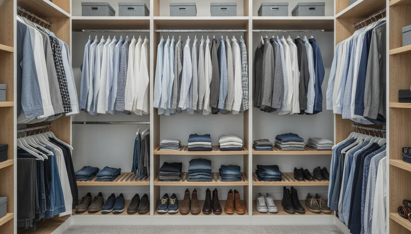 Floor-to-ceiling custom reach-in closet in a compact condo