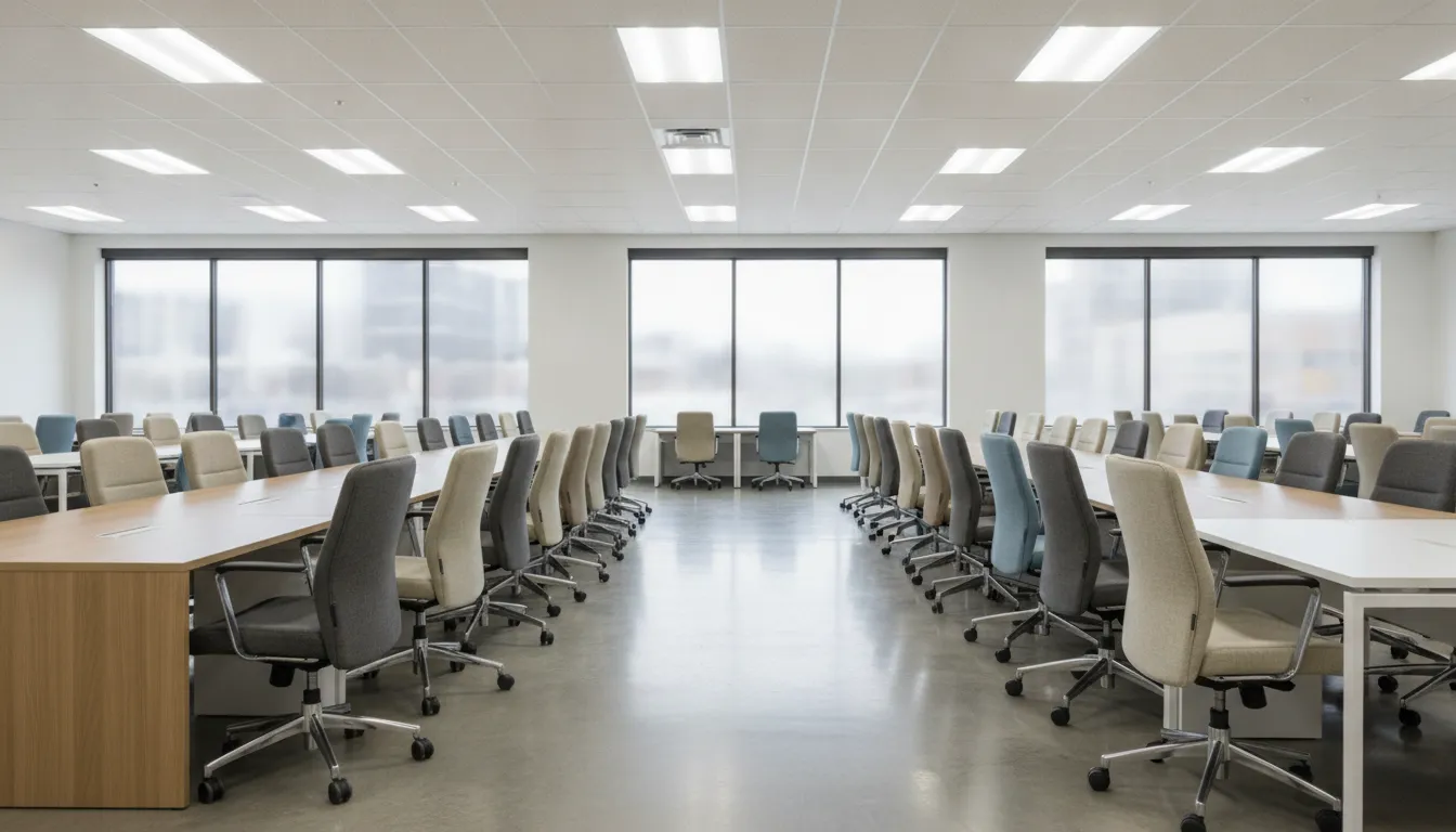 Pre-owned HON office chairs in a Cleveland showroom