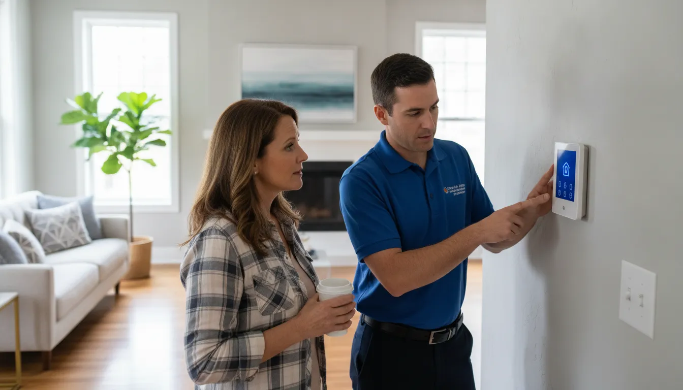 Upstate South Carolina homeowner discussing a professionally installed security system