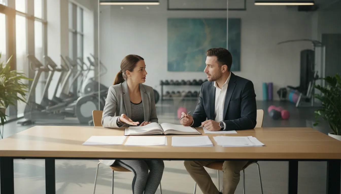 Accounting advisor helping a fitness studio owner review recurring membership revenue