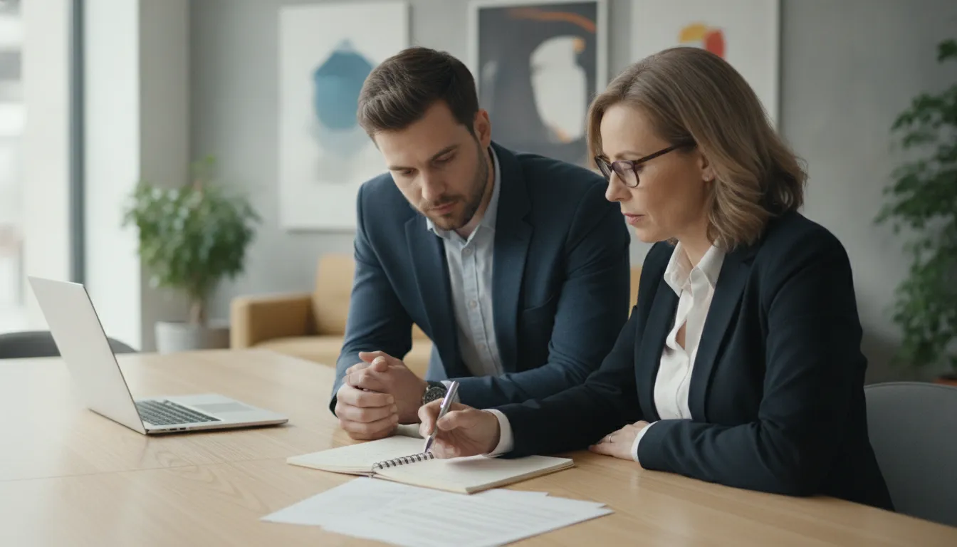 Owners and an outsourced bookkeeping advisor reviewing a cash flow forecast together