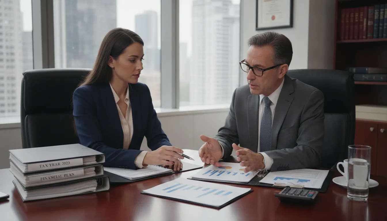 Business meeting with a CPA discussing tax strategy and financial planning