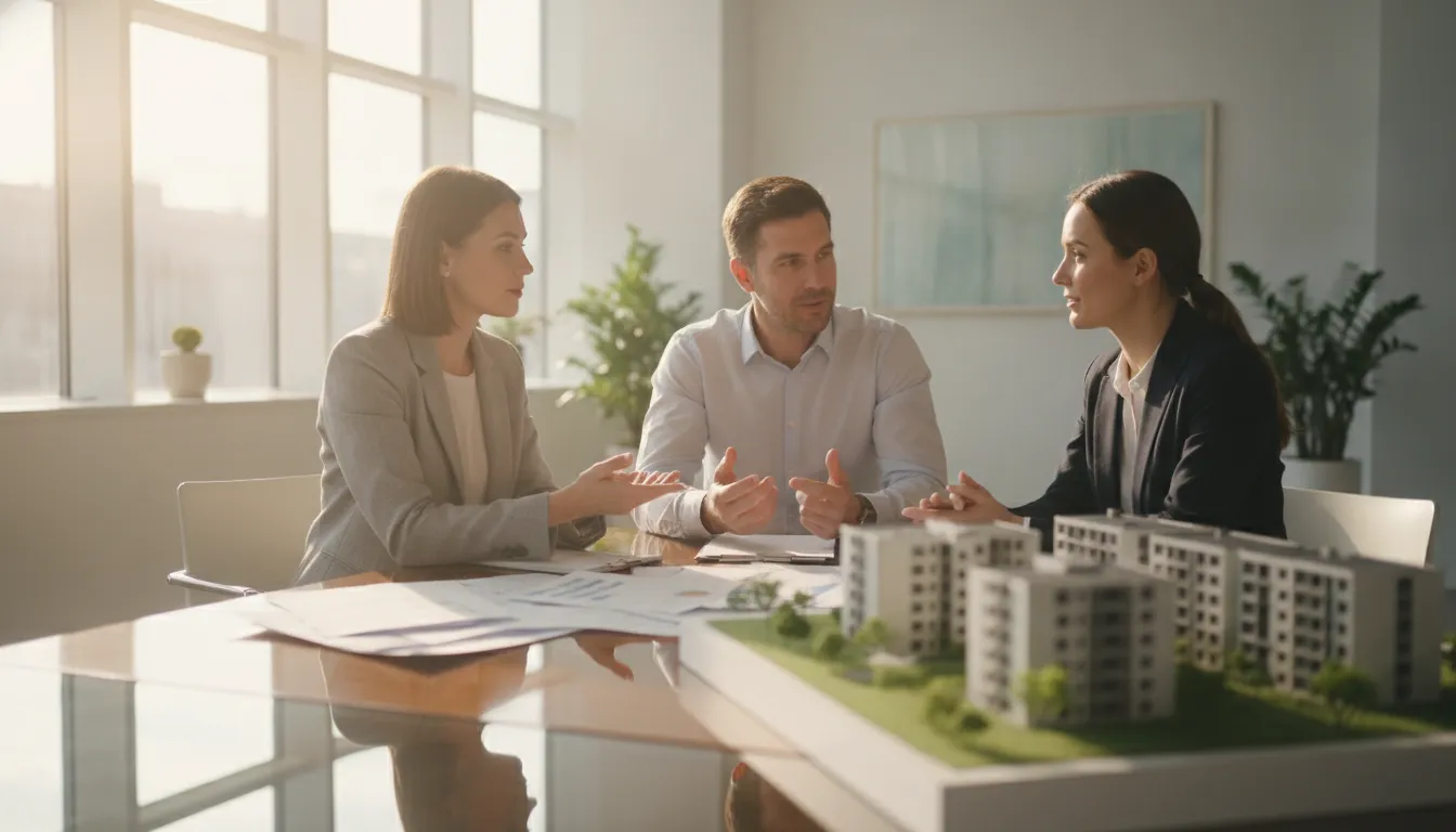 Real estate owners discussing property-level financial performance with an accounting team